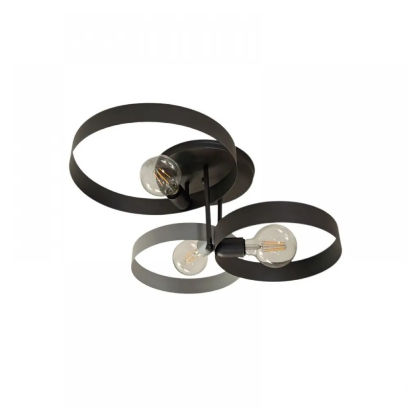 NG Lighting Φωτιστικό Οροφής Πλαφονιέρα Χειροποίητο Μεταλλικό Μαύρο/Ασημί Τρίφωτο Ε27 60x30cm 2026480